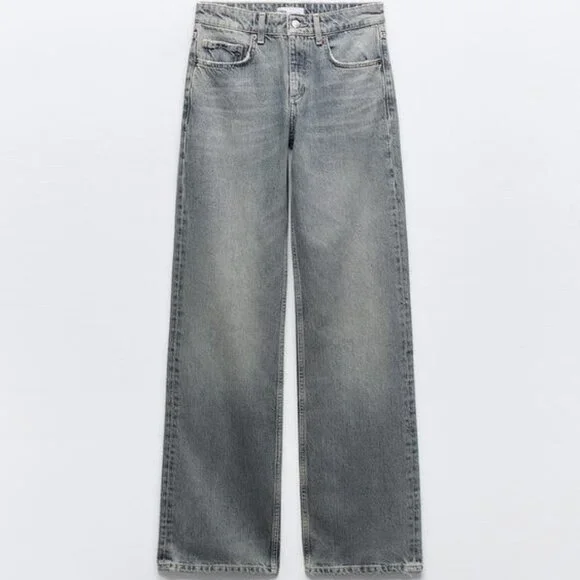 Full Length TRF Mid-Rise Wide Leg Jeans - Picture 1 of 4